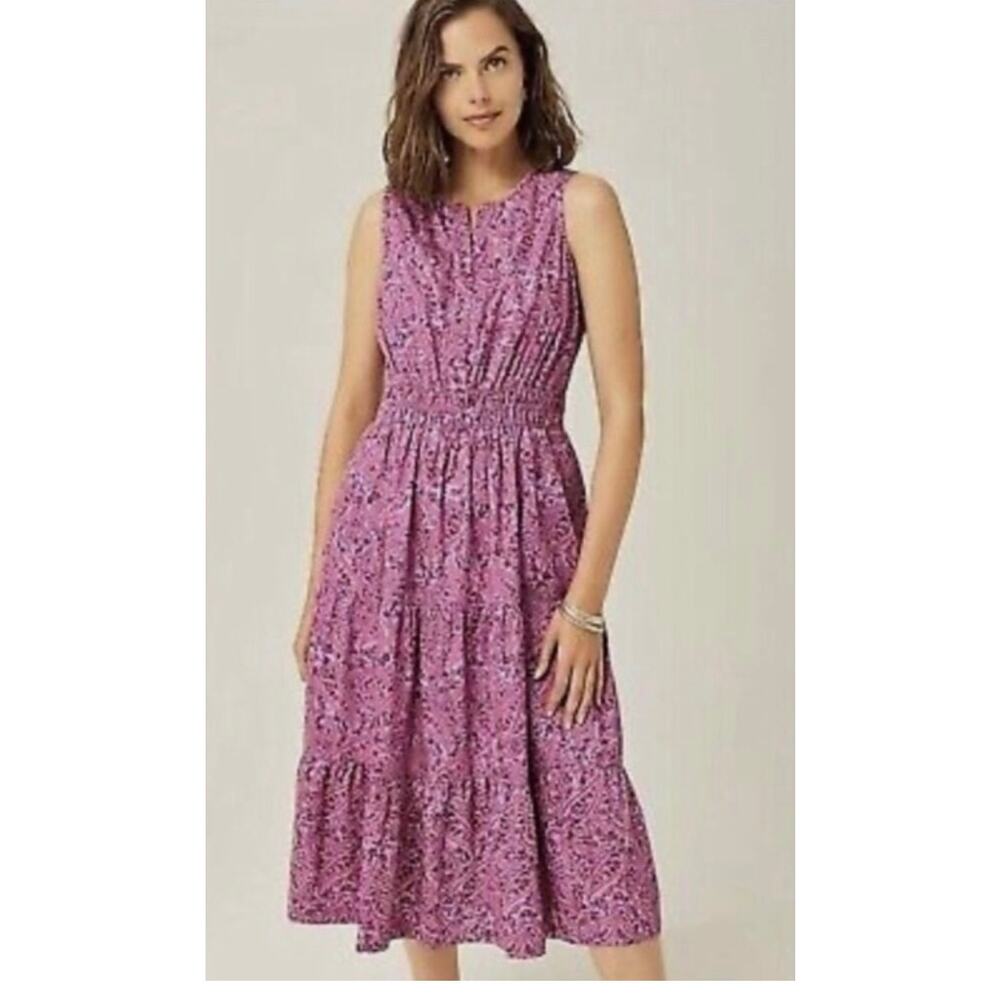 J. Jill‎ Santa Rosa Paisley Dress Sleeveless Midi Purple Casual Women's M